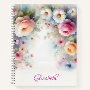 Carnet Modèle de fleurs aquarelles colorées mignonnes