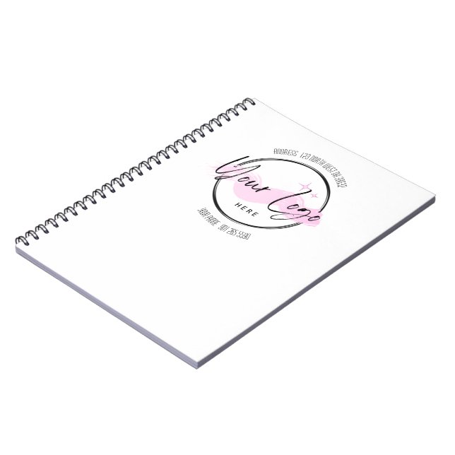 Carnet Modèle de logo personnalisé - Téléphone et adresse (Côté gauche)