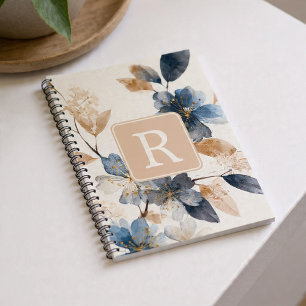 Carnet Modèle de monogramme de jolie fleur personnalisé
