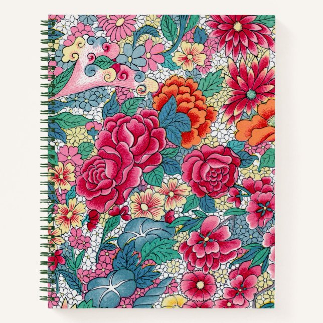 Carnet Modèle floral chinois coloré (Devant)