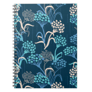 Carnet Modèle Floral Hydrangea stylisé - Bleu élégant