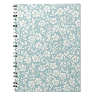 Carnet Modèle floral. Jolies fleurs sur fond bleu gris