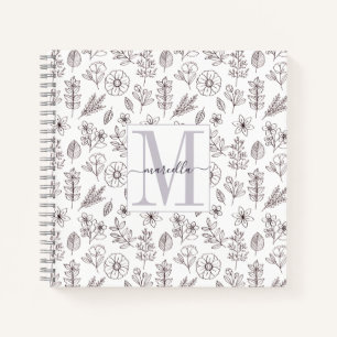 Carnet Modèle floral monographique personnalisé