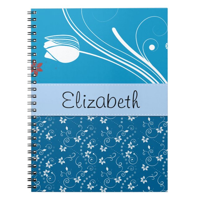 Carnet Modèle Floral, Motif De Fleurs, Votre Nom (Devant)