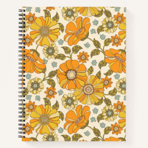 Carnet Modèle Floral Orange vintage