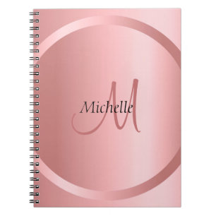Carnet Modèle moderne Rose or Élégant Monogramme