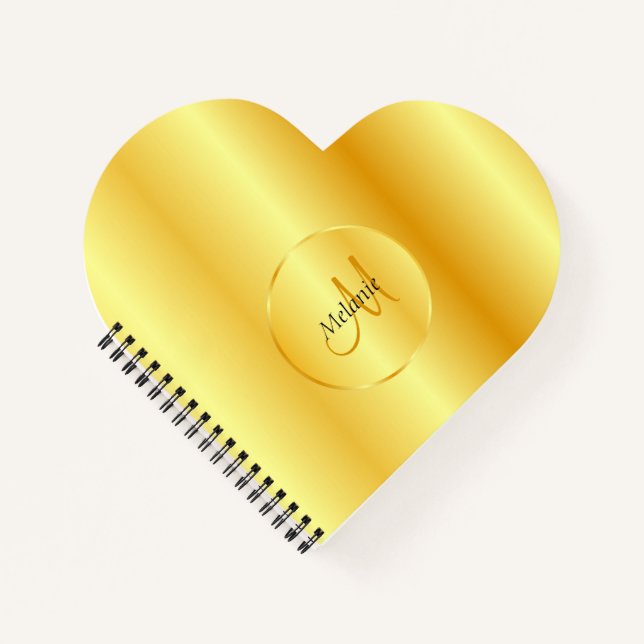 Carnet Modèle Mono gramme Elégant Faux Gold personnalisé (Devant)