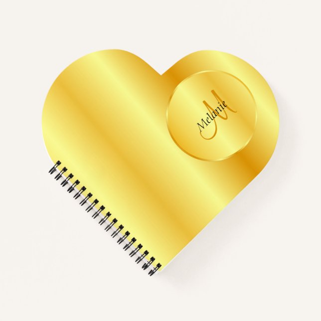 Carnet Modèle monogramme tendance Faux Gold Elegant (Devant)