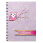 carnet modelé par nuage Girly pourpre de hibou