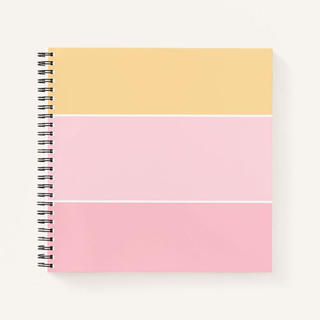 Carnet Modèle personnalisé rose vanille jaune blanc rayé (Devant)