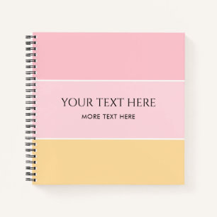 Carnet Modèle rayé personnalisable rose vanille jaune