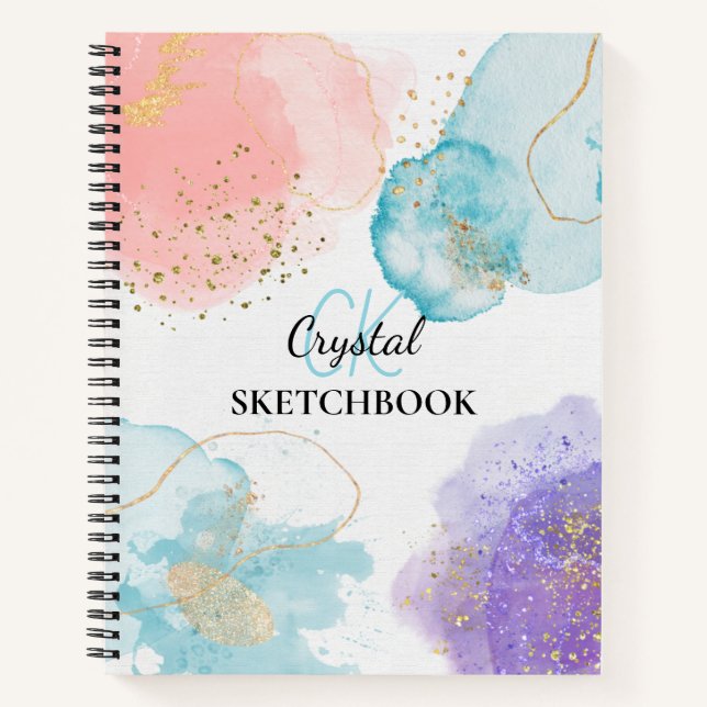 Carnet Modern Abstract Art Pastel Monogram Sketchbook (Devant)