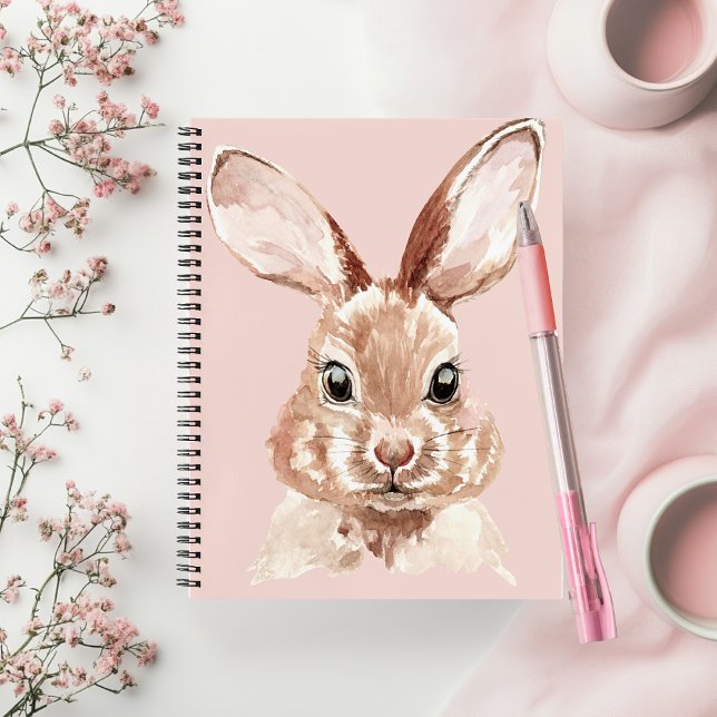 Carnet Modern Beauté Pastel Rose Aquarelle Lapin Mignon (Créateur téléchargé)