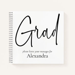 Carnet Modern Black Text Grad Name Graduation Guest Book