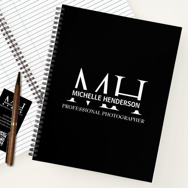 Carnet Modern Black & White Simple business Logo  (Créateur téléchargé)