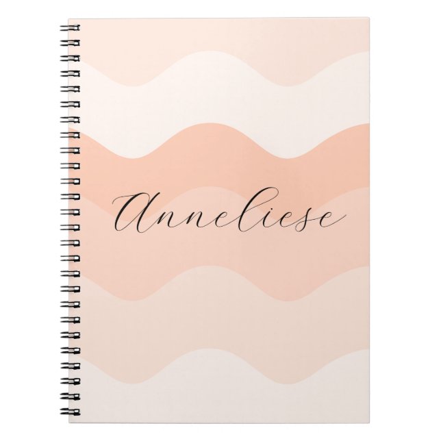 Carnet Modern Blush and Peach Waves Personalized (Devant)