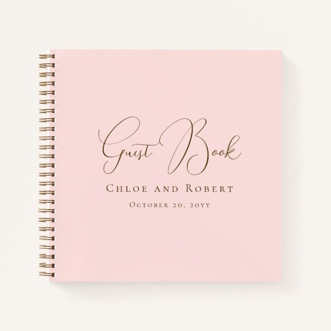 Carnet Modern Chic Elegant Blush Pink Wedding Guest Book (Devant)