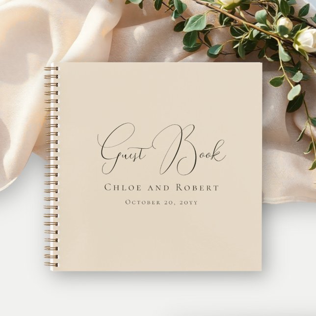 Carnet Modern Chic Elegant Sandy Beige Wedding Guest Book (Créateur téléchargé)