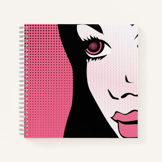 Carnet Modern Comic Book Pop Art of Woman's Face (Devant)