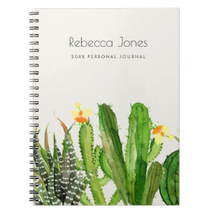 CARNET MODERN DESERT CACTUS FLORAL GARDEN WATERCOLOR