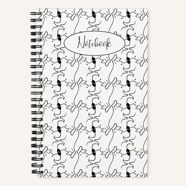 Carnet Modern Dog Profile Pattern White Custom Small (Recto)