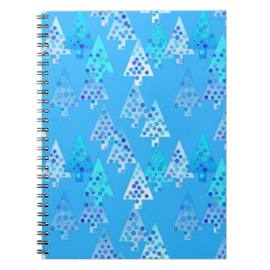 Carnet Modern flower Christmas trees - sky blue