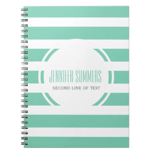 Carnet Modern Mint-Green And White Stripes Pattern