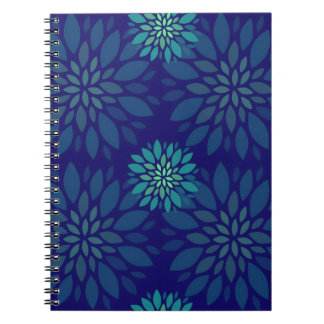Carnet Modern Navy Blue and Green Floral Petals Pattern