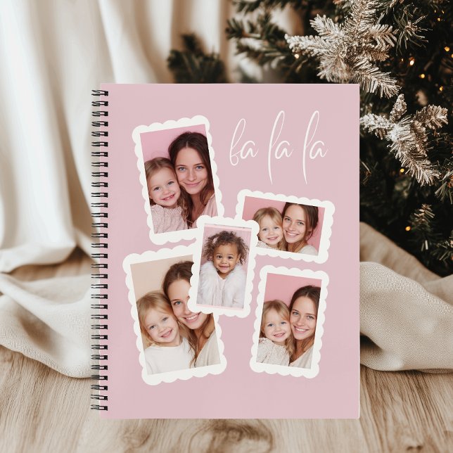 Carnet Modern Pink “Fa La La” Multi Photo  (Créateur téléchargé)