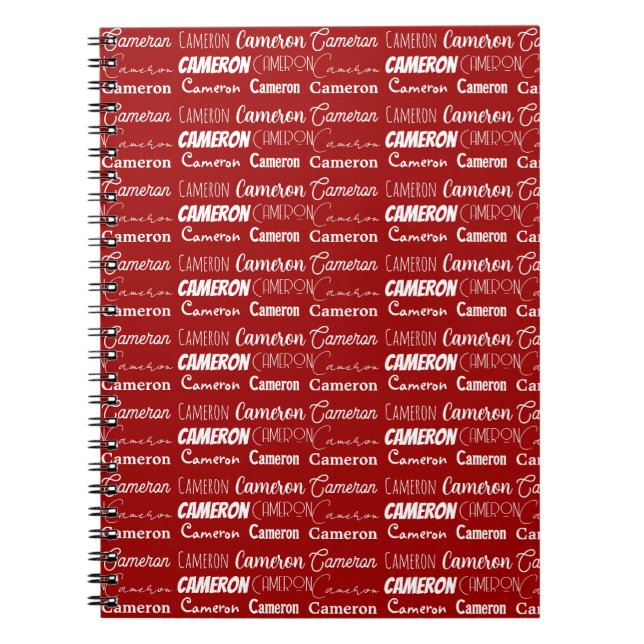 Carnet Modern Red Personalized Name Collage (Devant)