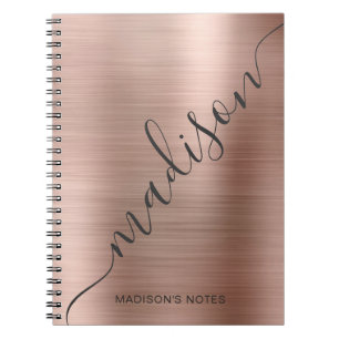 Carnet Modern Rose Gold Monogram Script Name Notebook