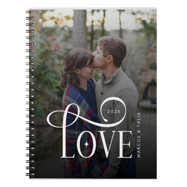 Carnet Modern Script Love Custom Engaged Couples Photo (Devant)