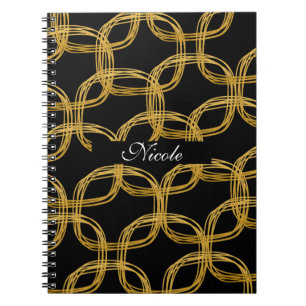 Carnet Moderne à Cercle Gribouillé et Feuille d'Or