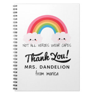 Carnet Moderne aquarelle arc-en-ciel professeur merci cad
