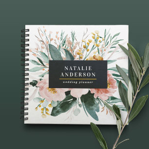 Carnet Moderne aquarelle fleurie et feuillage élégant