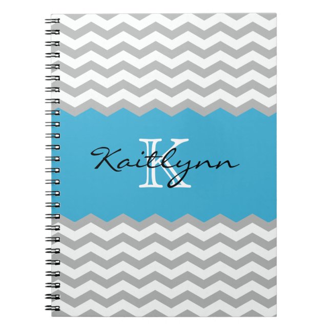 Carnet moderne de monogramme d'accent de turquoise (Devant)