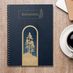Carnet Moderne Elégant minimaliste Forêt Or Profond Bleu