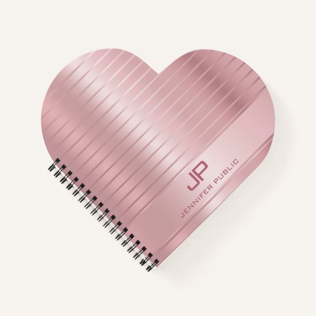 Carnet Moderne Élégant Modèle Rose Gold Monogramme (Devant)