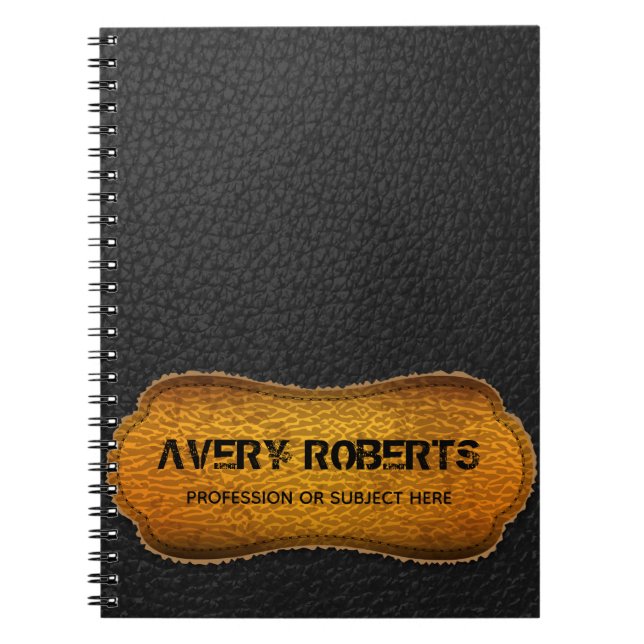 Carnet Moderne Faux Cuir Noir et jaune (Devant)