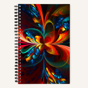 Carnet Moderne Floral Abstrait Art Orange Bleu Motif #14