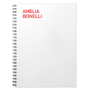 Carnet Moderne Gras Nom Rouge Minimaliste Professionnel