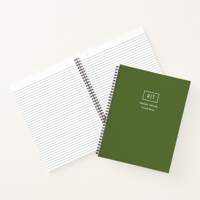 Carnet Moderne hebdomadaire mensuel Olive vert foncé Mono (Intérieur)