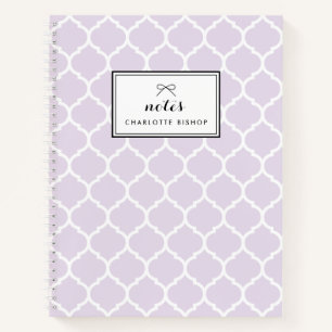 Carnet Moderne Lilac Quatrefoil Motif Personnalisé