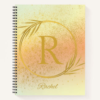 Carnet Moderne Luxe Soft Rose & Or Personnalisé Nom & Ini
