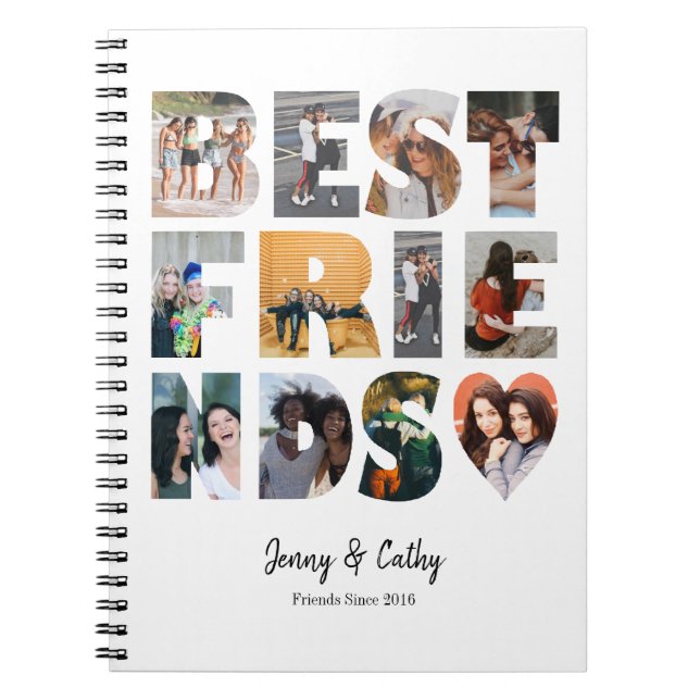 Carnet Moderne Meilleur Ami BFF 12 Photo Collage Besties (Devant)