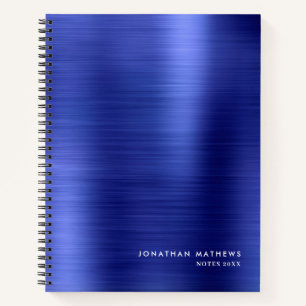 Carnet Moderne Métallique Simple Brossé Royal Bleu