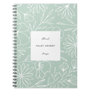 Carnet Moderne minimaliste ligne florale Motif vert