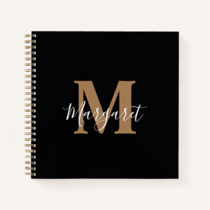Carnet Moderne minimaliste Monogramme Noir