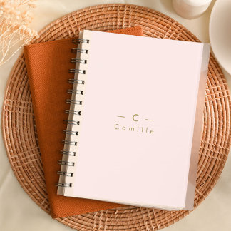 Carnet Moderne Minimaliste Rose Initiale