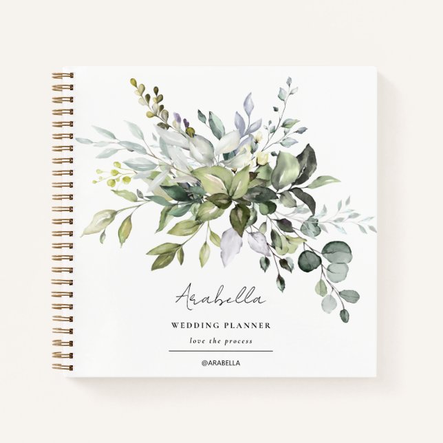 Carnet Moderne minimaliste Wedding planner Eucalyptus (Devant)